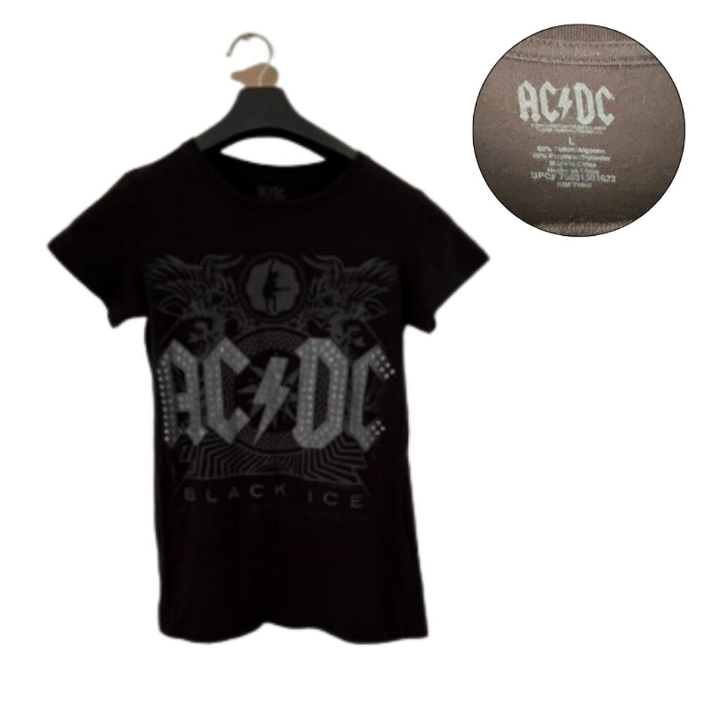 AC/DC Black Ice Men’s Black Graphic T-Shirt Size Large